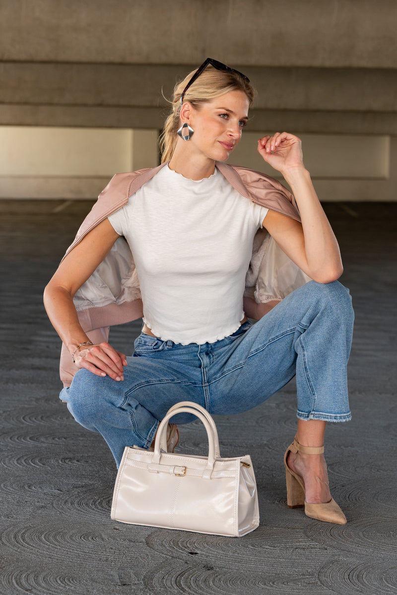 Shoulder Bag Faux Leather Purse White