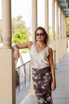 Sleeveless Timeless Lace And Satin Top Ivory