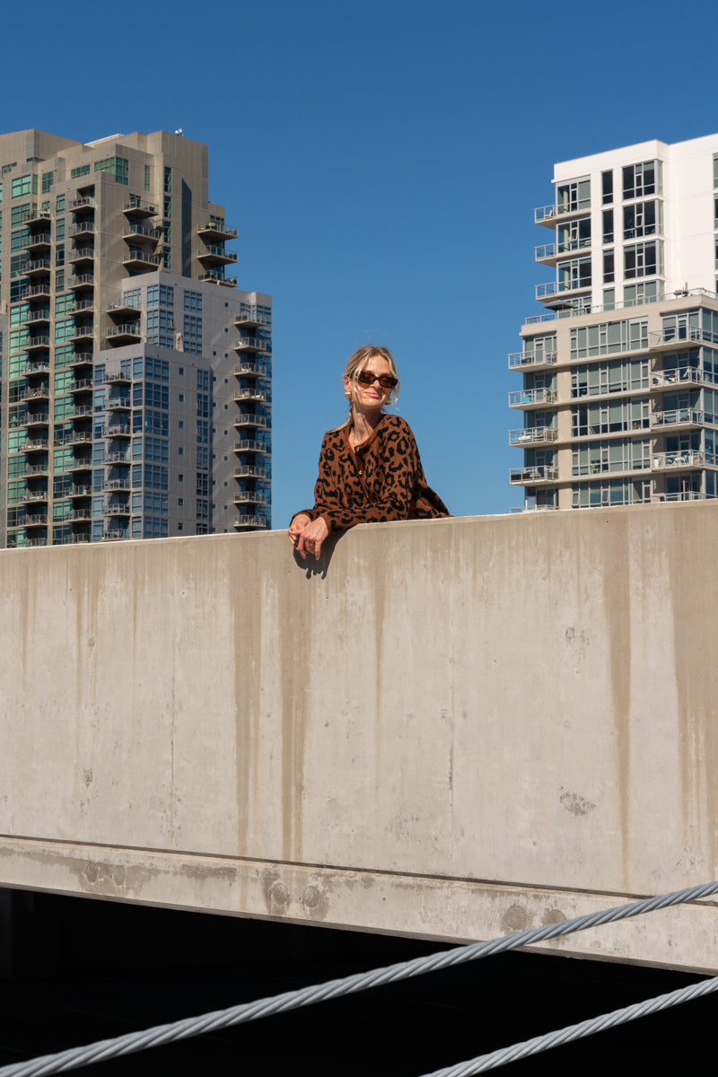 Long Sleeve Button Down Leopard Print Cardigan Brown