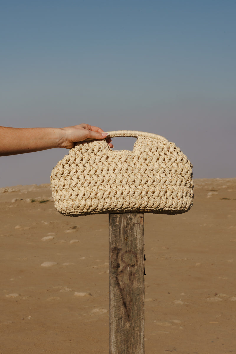  Woven Straw Clutch Natural