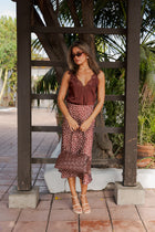 Sleeveless Timeless Lace And Satin Top Brown