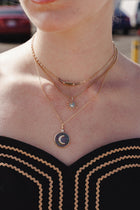 Triple Layered Celestial Pendant Necklace Gold