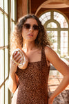 Sleeveless Animal Print Mini Dress Mocha