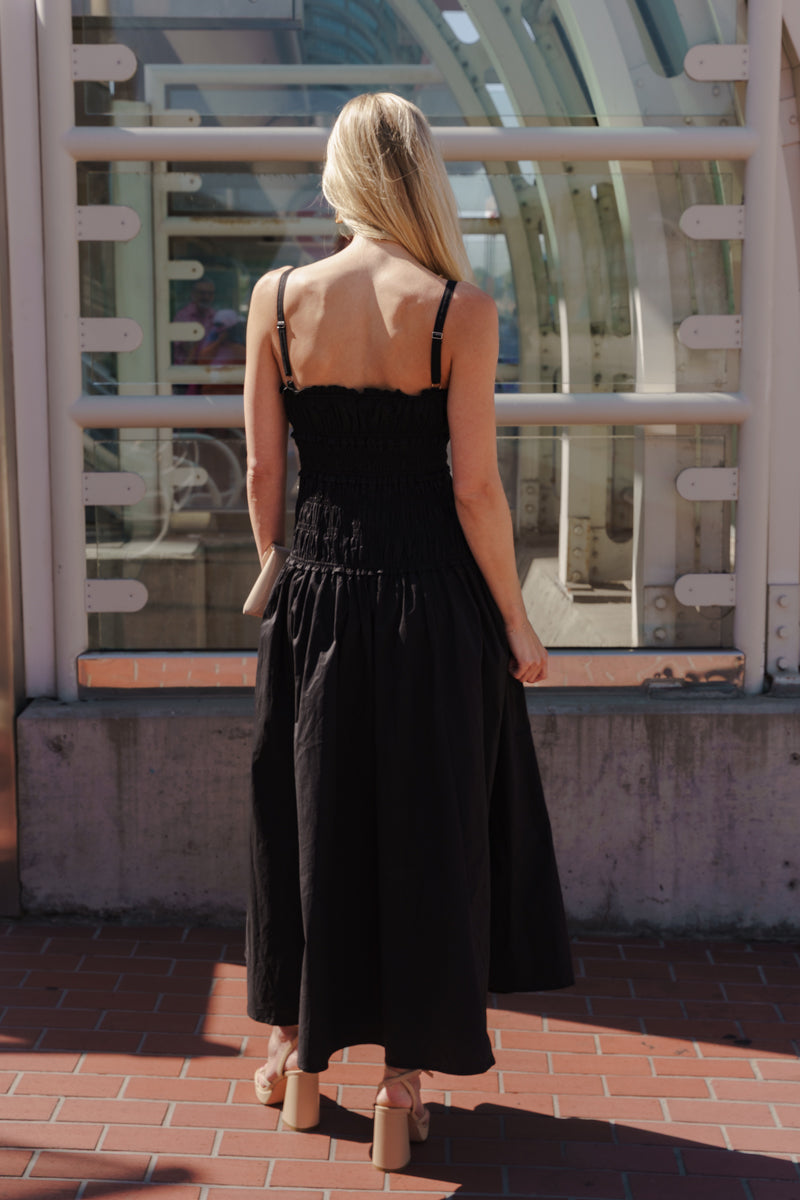 black smocked maxi dress Josefina in 10 Must-Have Black Dresses from