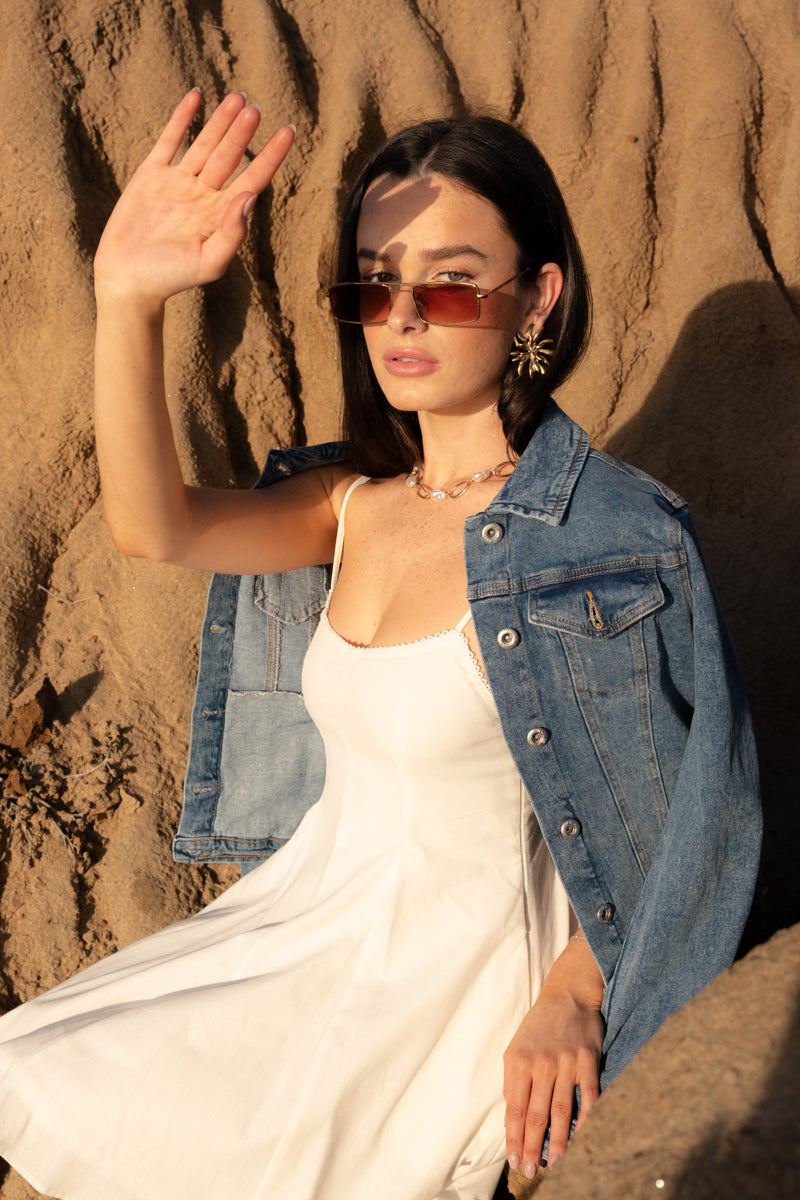 Long Sleeve Denim Jacket Medium Wash