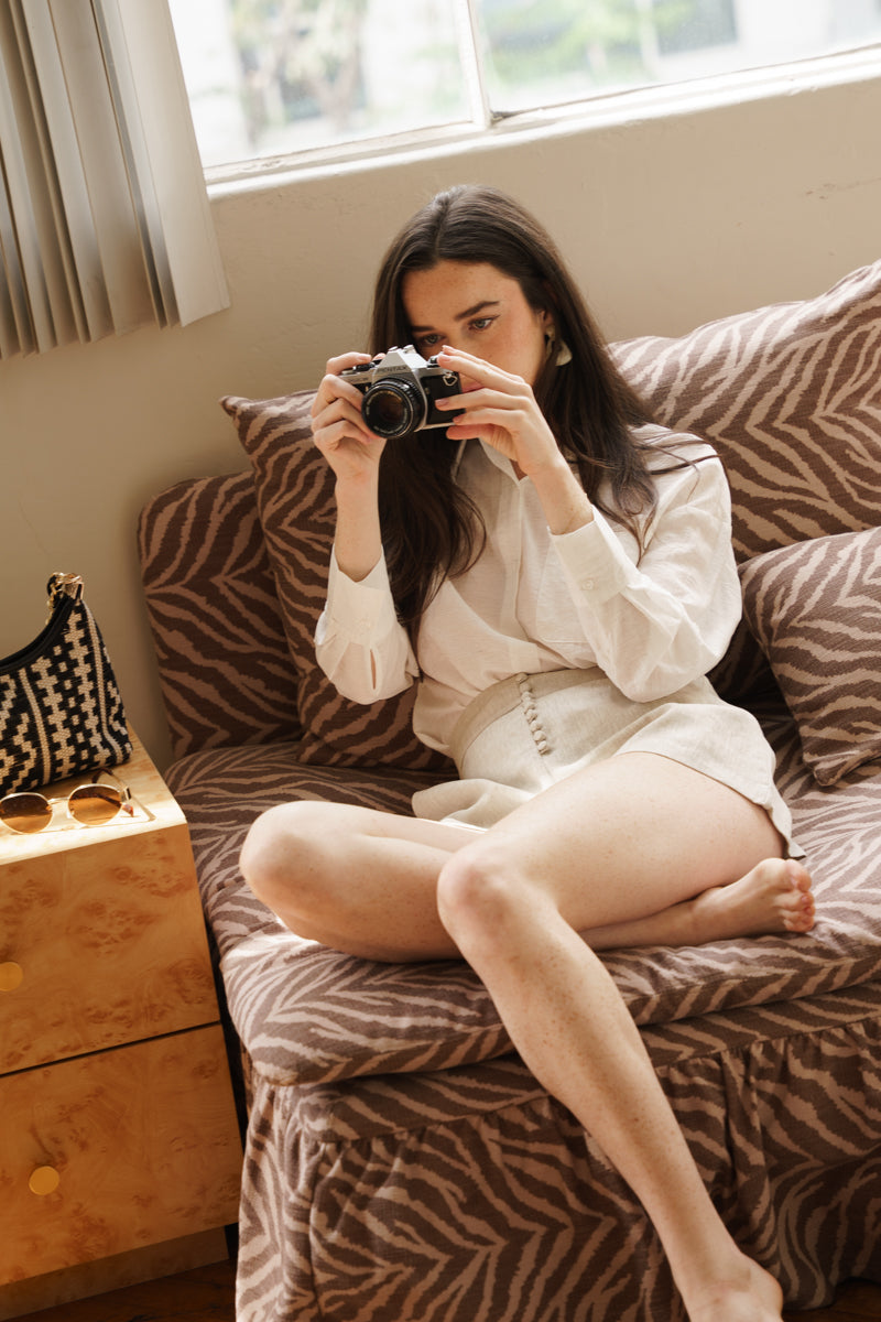 High Waist Linen Shorts Natural