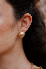 Modern Textured Dome Stud Earrings Gold