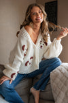 Long Sleeve Button Down Knit Cardigan Ivory