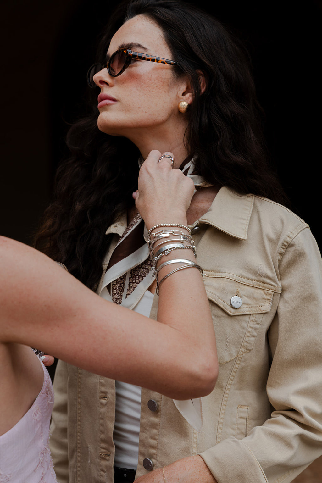 Long Sleeve Denim Jacket Latte