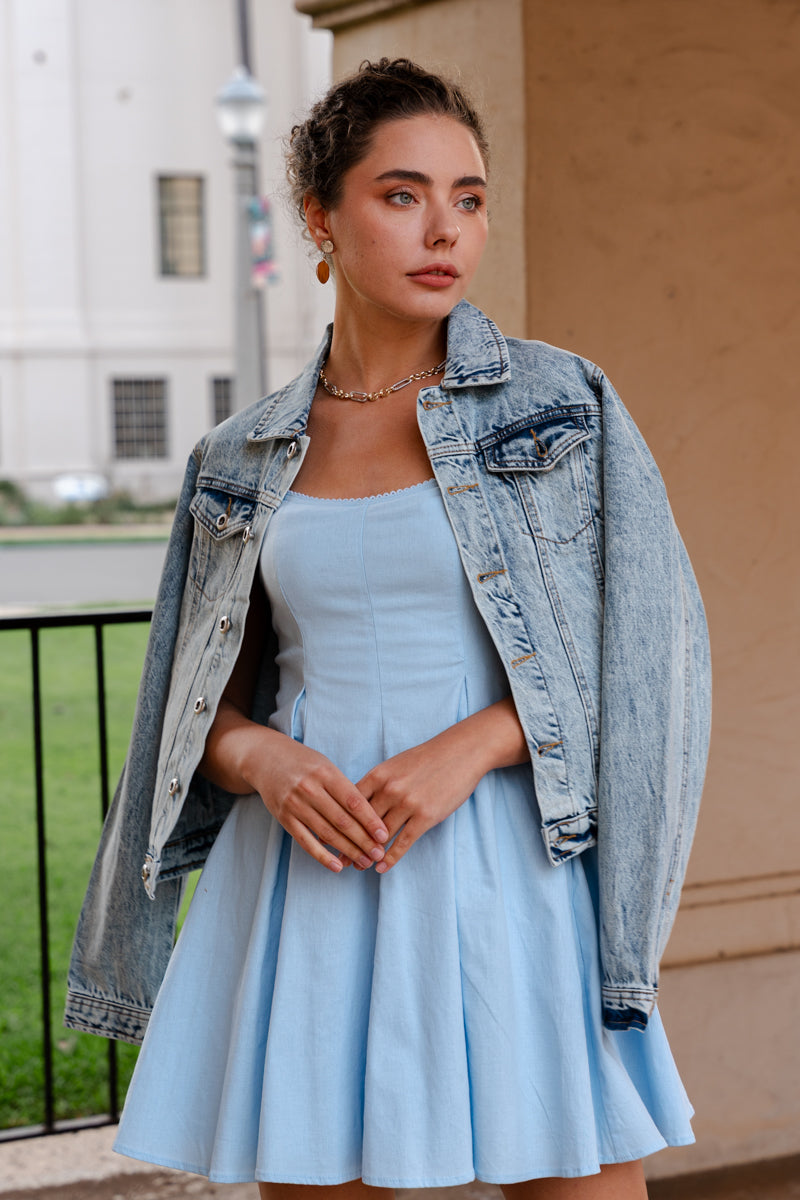 Long Sleeve Denim Jacket Light Wash