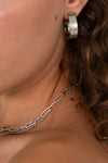 Layered Chunky Chain Link Necklace Silver