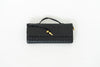 Faux Leather Woven Purse Black