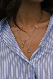 Kiernan Double Layer Multi Strand Pendant Necklace Silver