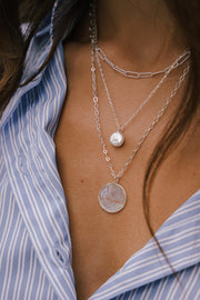 Barbara Triple Layer Multi Strand Pendant Necklace Silver