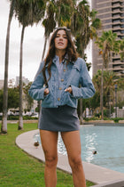 Seraphine Long Sleeve Scallop Denim Jacket Medium Wash