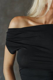 Jana Off The Shoulder Stylish Ruched Top Black