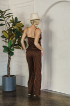 Vanya Sleeveless Lace Trim Satin Cami Top Brown