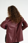 Long Sleeve Vegan Leather Jacket Burgundy