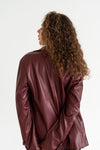 Long Sleeve Vegan Leather Jacket Burgundy