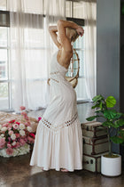 Maxine Sleeveless Sun Kissed Cutwork Lace Maxi Dress Natural
