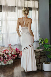 Maxine Sleeveless Sun Kissed Cutwork Lace Maxi Dress Natural