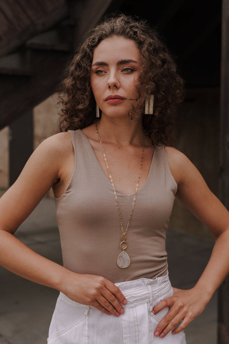 Sleeveless Tank Top Taupe