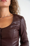 Long Sleeve Vegan Leather Jacket Plum