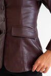 Long Sleeve Vegan Leather Jacket Plum