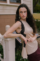 Off The Shoulder Stylish Satin And Lace Top Taupe