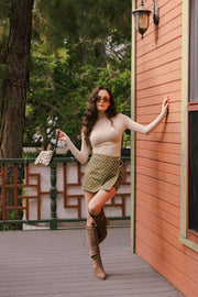 Long Sleeve Mock Neck Knit Top Oatmeal