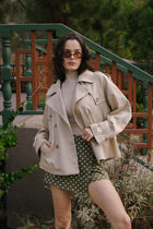 Long Sleeve Double Breasted Jacket Tan
