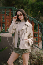 Long Sleeve Double Breasted Jacket Tan