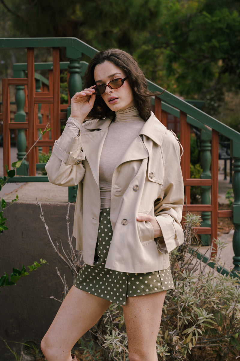 Long Sleeve Double Breasted Jacket Tan