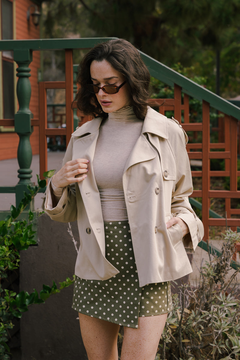 Long Sleeve Double Breasted Jacket Tan