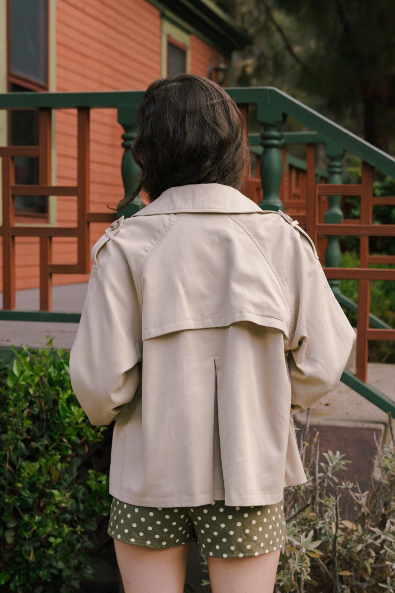 Long Sleeve Double Breasted Jacket Tan