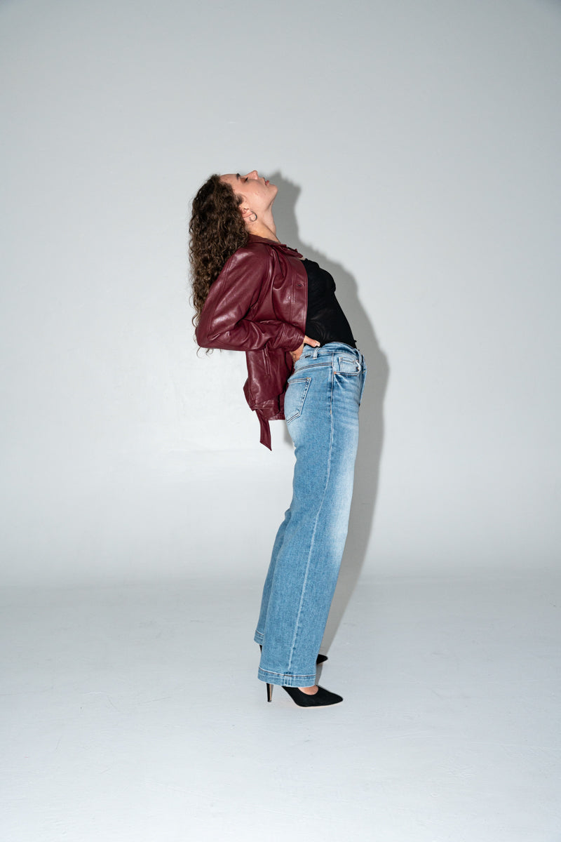 High Rise Wide Leg Jeans Medium Wash