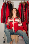 Long Sleeve Tie Front Knit Cardigan Red