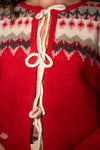 Long Sleeve Tie Front Knit Cardigan Red