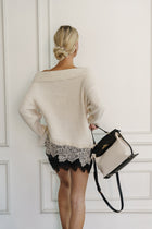 Aveline Two Tone Top Handle Woven Canvas Purse Natural Black