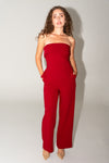  High Waist Straight Leg Pants Red