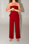  High Waist Straight Leg Pants Red