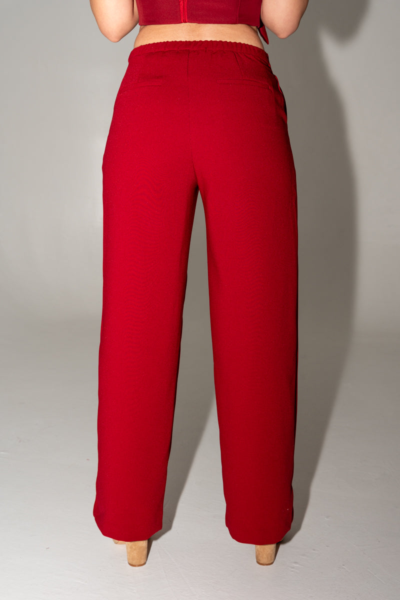  High Waist Straight Leg Pants Red