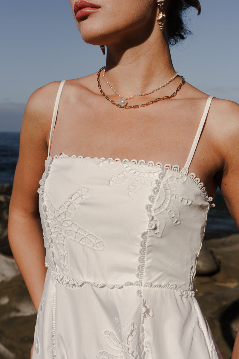  Layered Pearl Charm Necklace Gold