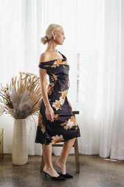 Jovie Sleeveless Floral Print Midi Dress Black