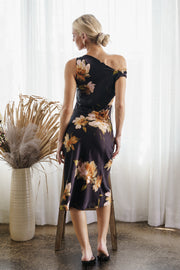 Jovie Sleeveless Floral Print Midi Dress Black