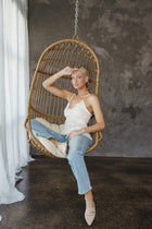 Rosemary Sleeveless Dreamy Lace Trim Satin Cami Top Cream
