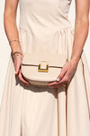 Faux Leather Crossbody Purse Beige