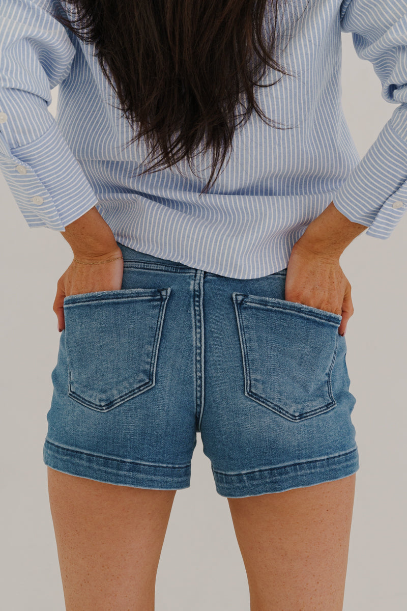 Mid Rise Denim Shorts Medium Wash