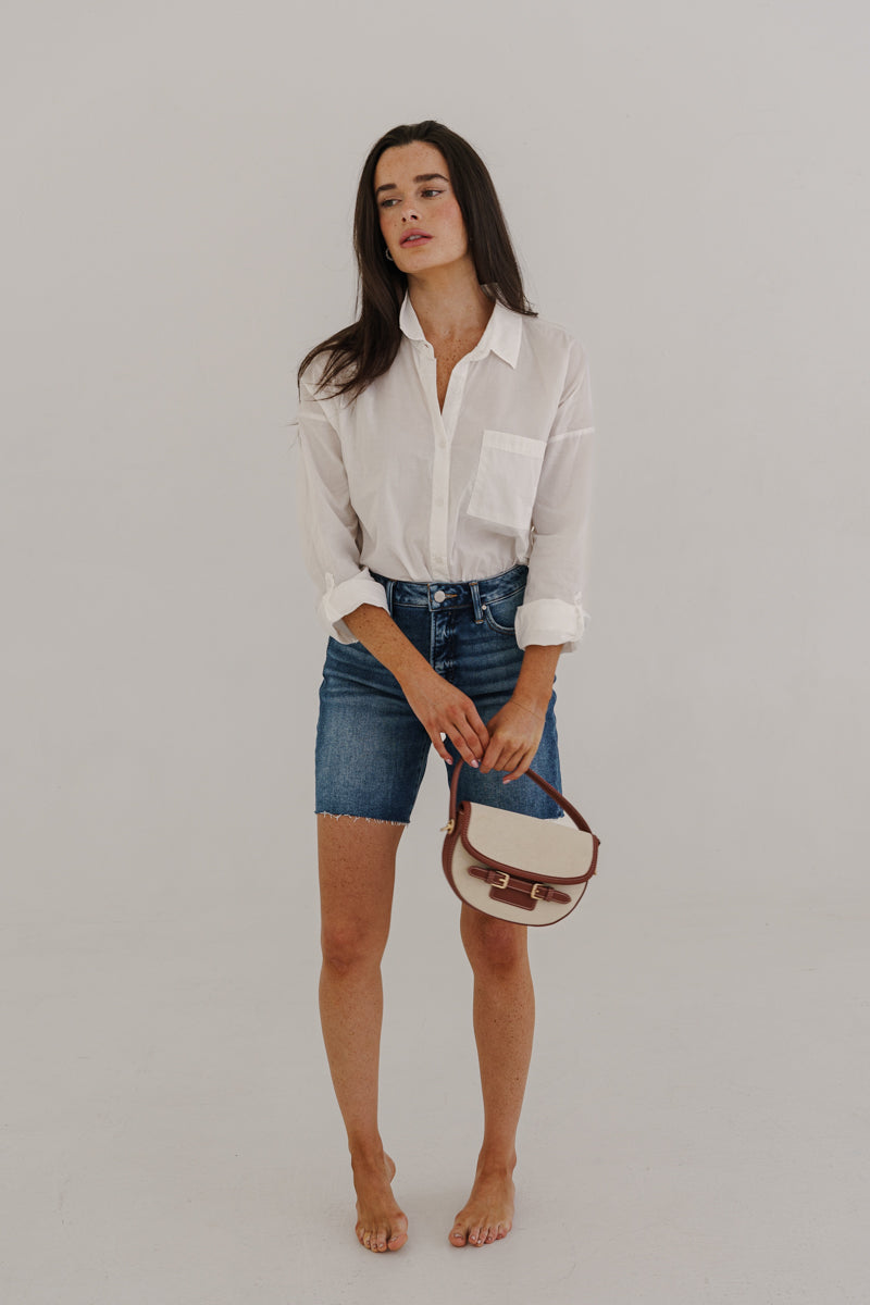 Long Sleeve Button Down Top White