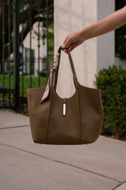  Faux Leather Shoulder Handbag Brown